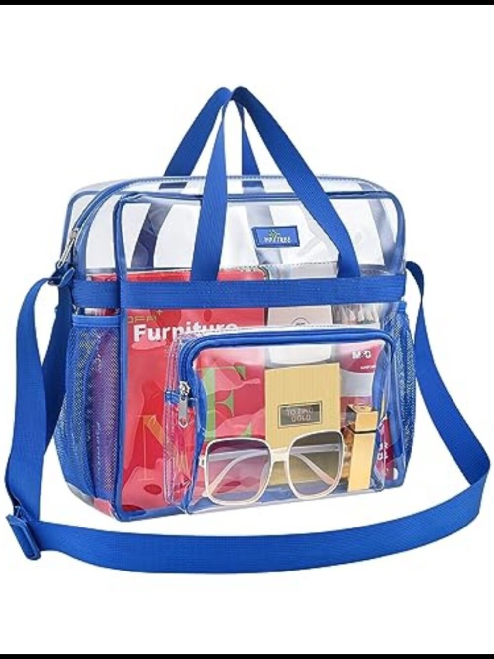 Clear Stadium Bag 12x12 Tote PVC Zipper Adjustable Strap Work Gym